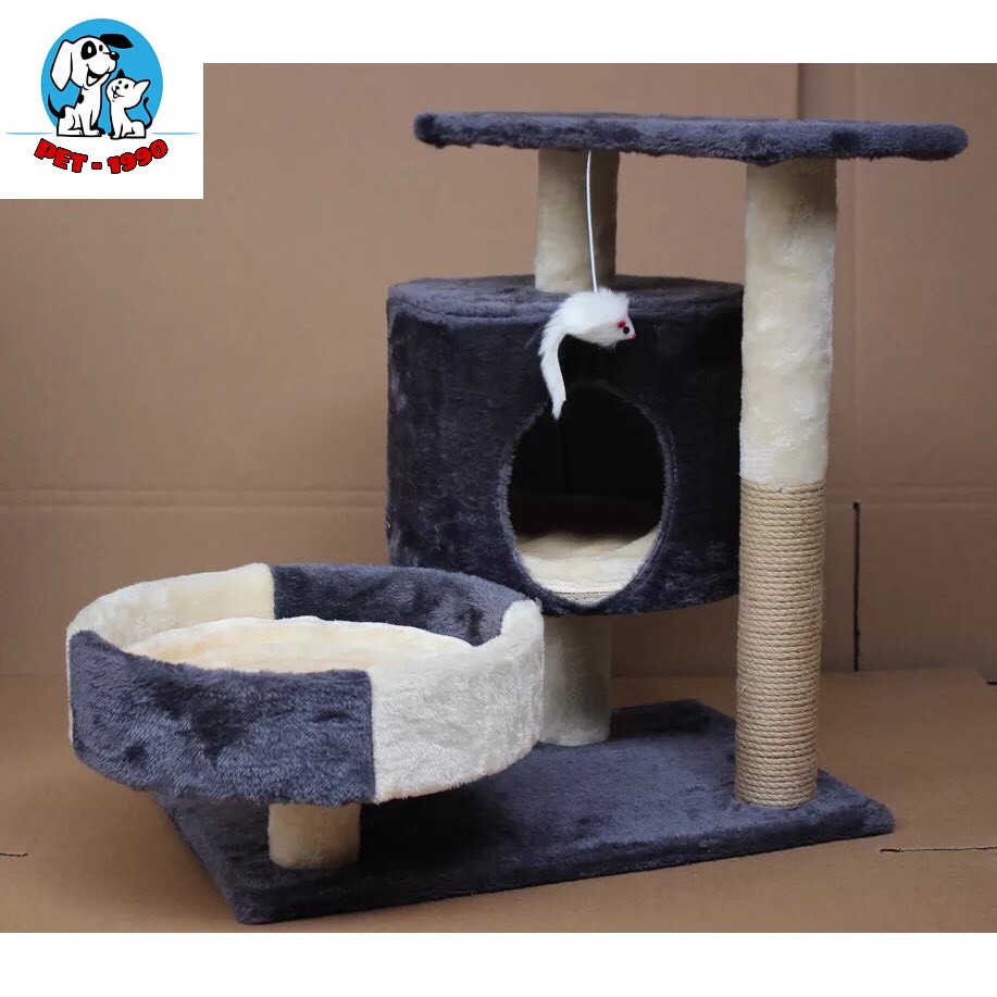 Nhà Cây Cattree Cho Mèo - Nhà 3 Tầng Có Trụ Cào Móng Cho Mèo