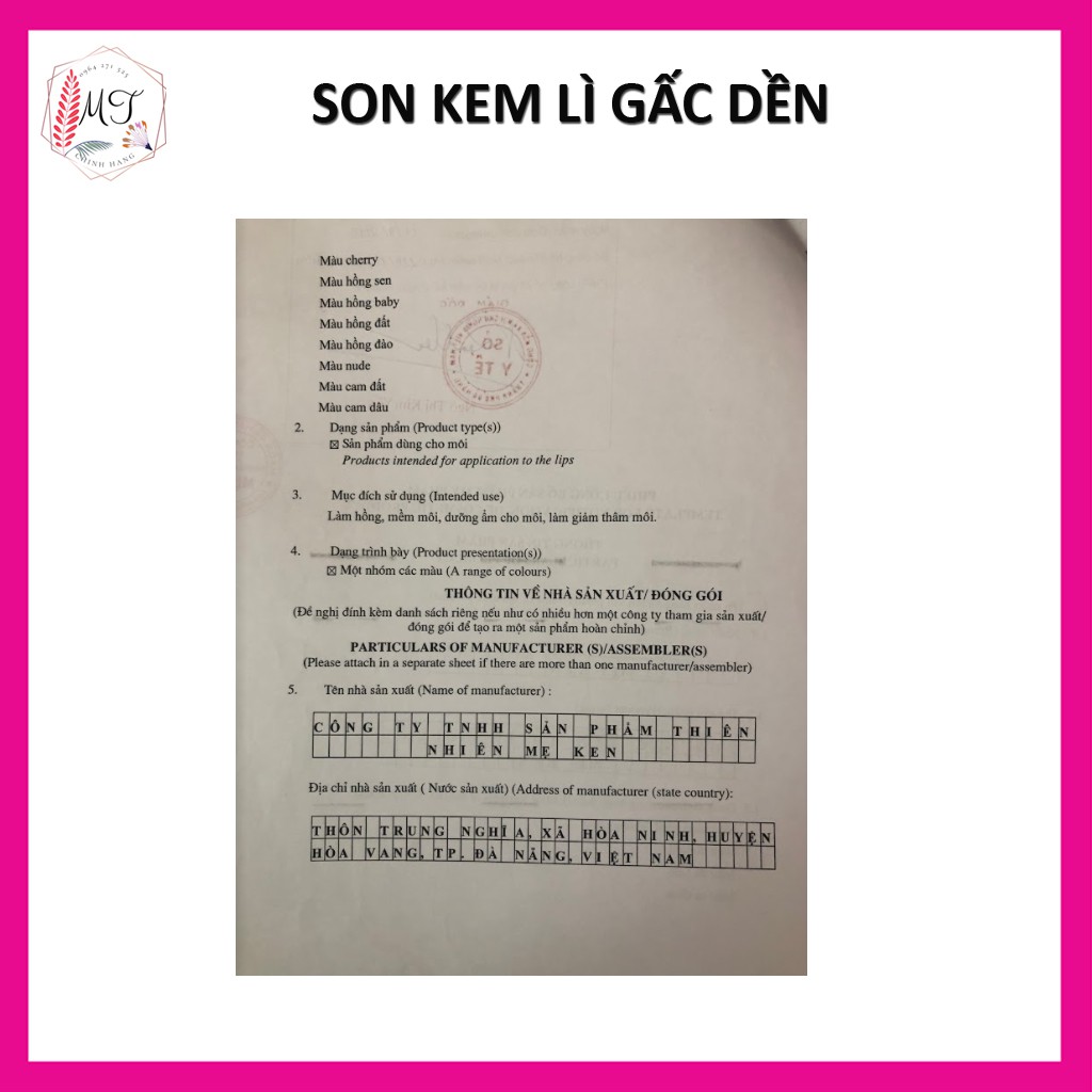 Son Kem Gấc Dền Mẹ Ken - Son Thiên Nhiên An Toàn Cho Bà Bầu, Kháng Nước, Nhiều Dưỡng, Lì Môi Bám Màu Tốt