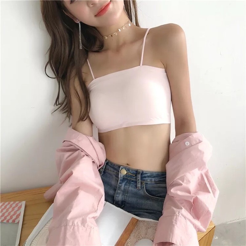 Áo Bra ngang Đúc Su Quây 2 Dây Chất Mát Mịn - Áo lót mút mỏng ngang có thể tháo rời