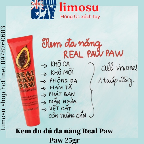 Kem đu đủ đa năng bôi ngoài da Grandpawpaw, Úc (25g) giúp mờ sẹo, chàm, nẻ cho mọi lứa tuổi