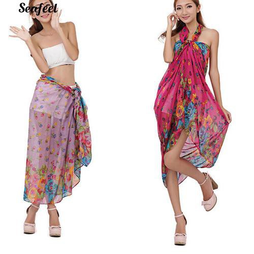 Khăn choàng vải voan họa tiết hoa choàng cổ làm quà giáng sinh