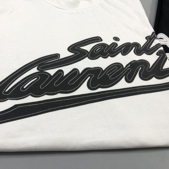 Áo phông nam nữ <FULL SIZE 40-80 KG> Áo T shirt cổ tròn Saint Laurent logo thêu, chất Cotton thấm hút