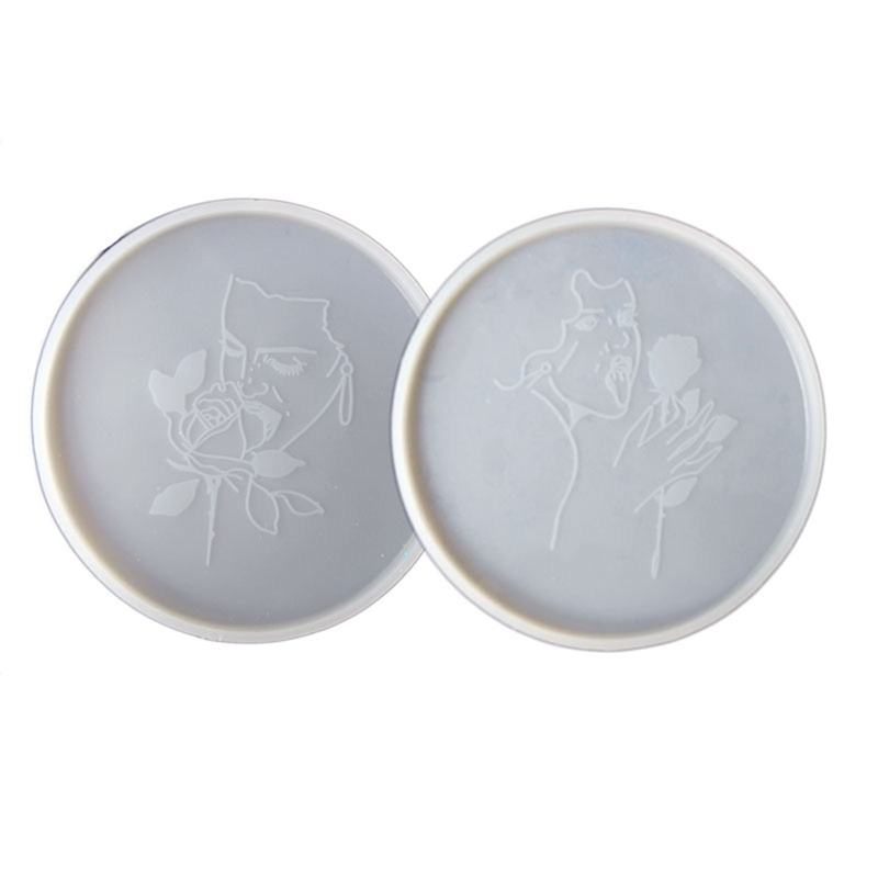 Khuôn Làm Khay Đựng Rượu Hình Tròn Bằng Epoxy Resin Họa Tiết Cặp Đôi Trừu Tượng Độc Đáo Trang Trí Nhà Cửa Diy