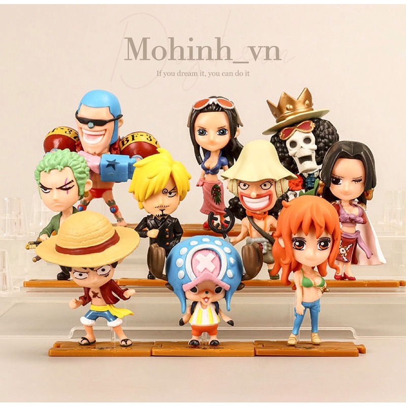 Bộ 10 Mô hình nhân Vật chibi One piece BĂNG MŨ RƠM anime mặc định + Boa HanCock