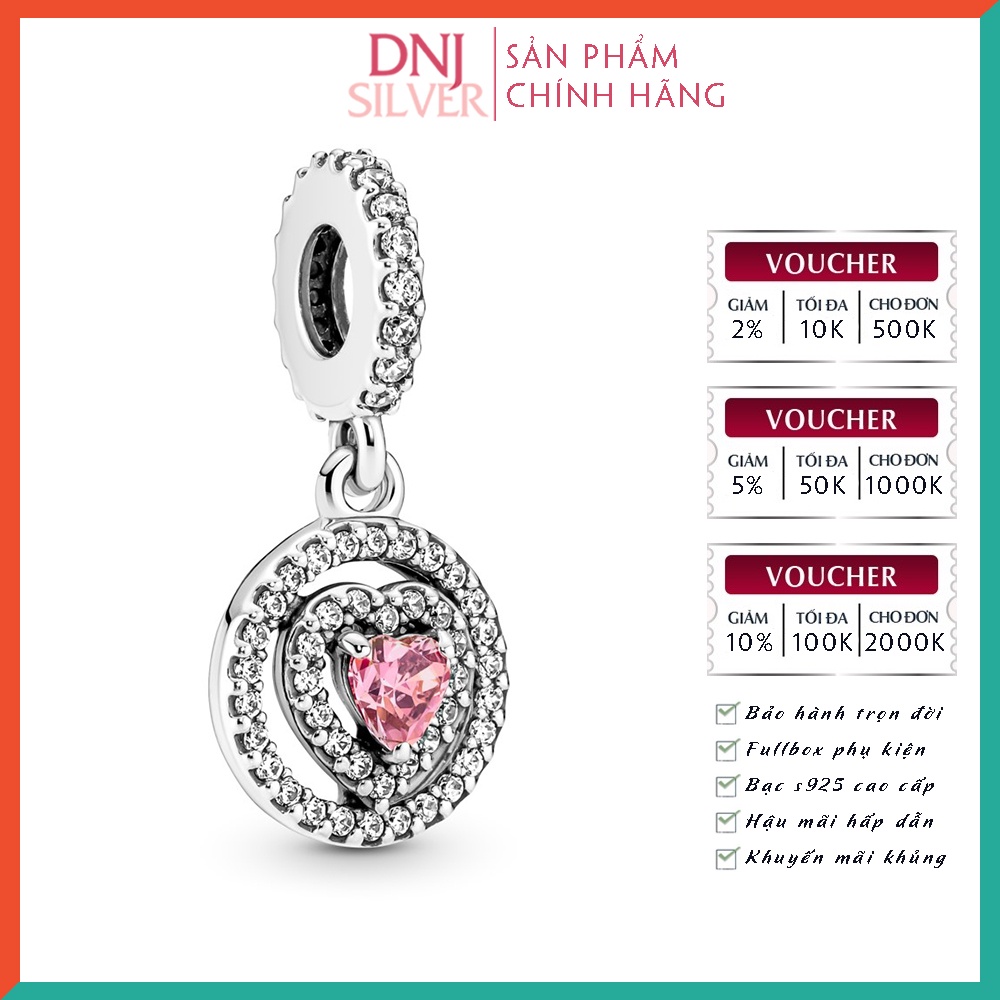 [Hàng cao cấp] Charm bạc 925 cao cấp, hàng chuẩn bạc - Charm Sparkling Double Halo Heart thích hợp để mix vòng tay charm