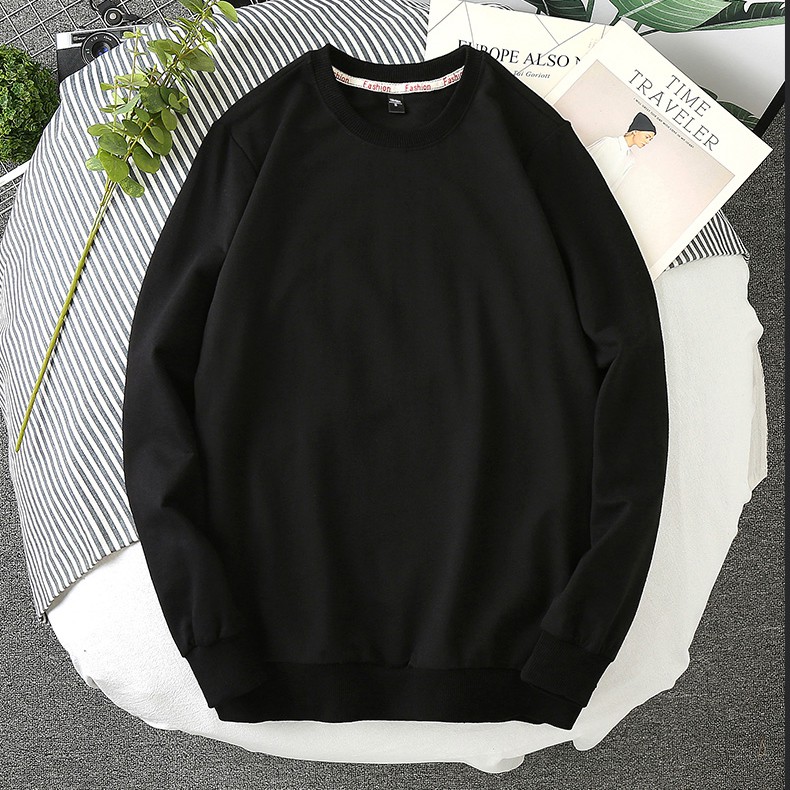 Áo Sweater Nam Nữ . Áo Nỉ Unissex Dài Tay cổ tròn Trơn Vải Cotton Da Cá Giữ Nhiệt STT1