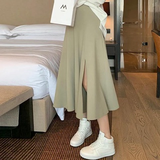 Skirt skirt women's spring new fresh mid-length high waist slimming A- line skirt