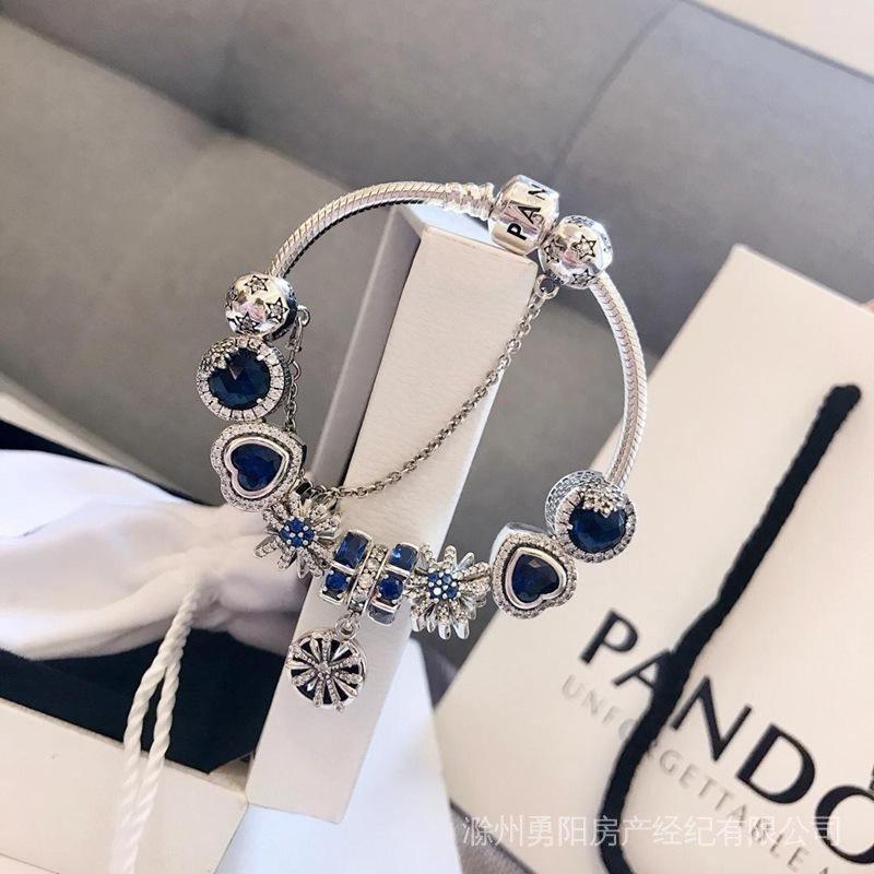 Vòng Tay Pandora A3 as68 S925 Bạc / Xanh Lam / Bầu Trời Sao Lấp Lánh Phong Cách Mới Bán Chạy 8SSo