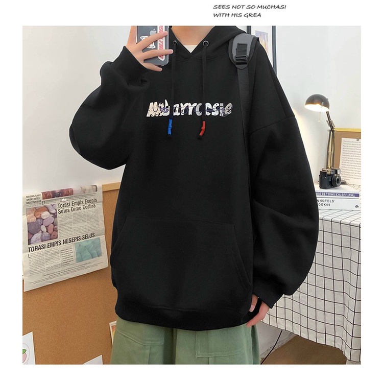 Áo hoodie nỉ ngoại ulzzang nam nữ unisex cặp đôi khoác choàng chui đầu chống nắng có nón in hoạt hình gấu bàn tay