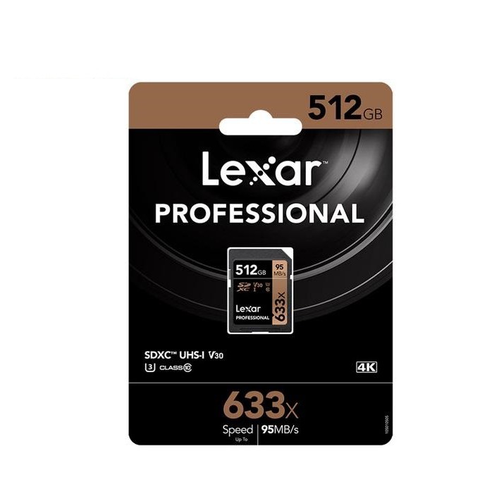 Thẻ nhớ SDXC Lexar Professional 512GB 633x UHS-I U3 4K V30 95MB/s (Đen)​​​​​​​ | BigBuy360 - bigbuy360.vn