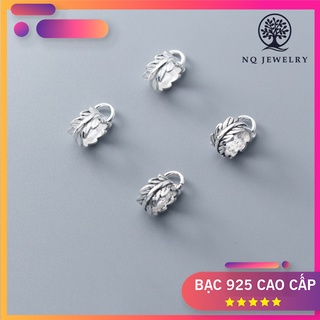 Charm bạc chiếc lá cuộn tròn gắn charm treo