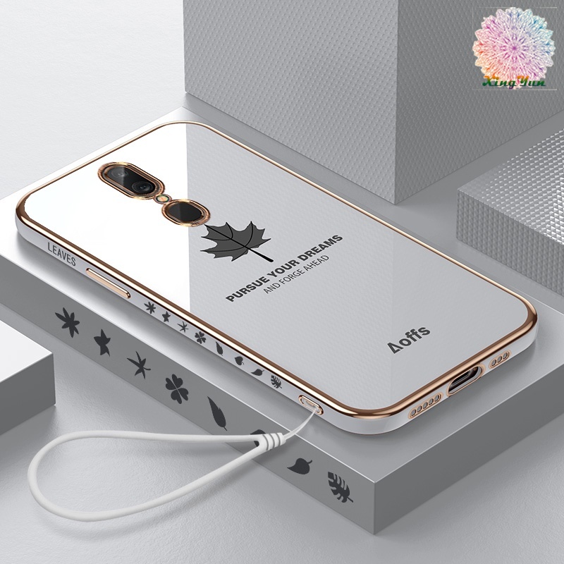 Ốp Điện Thoại Mềm Họa Tiết Lá Phong Có Dây Đeo Cho OPPO F11 Pro OPPO A9 F11 F17 Pro F7 F19 F19 Pro F5 A7X F9