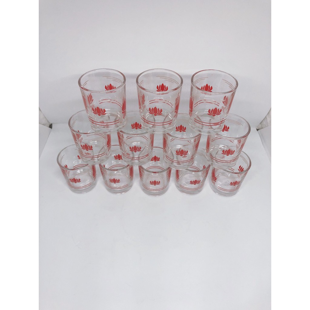 🌻 Bộ 12 Ly Thủy Tinh Uống Trà Hoa Sen