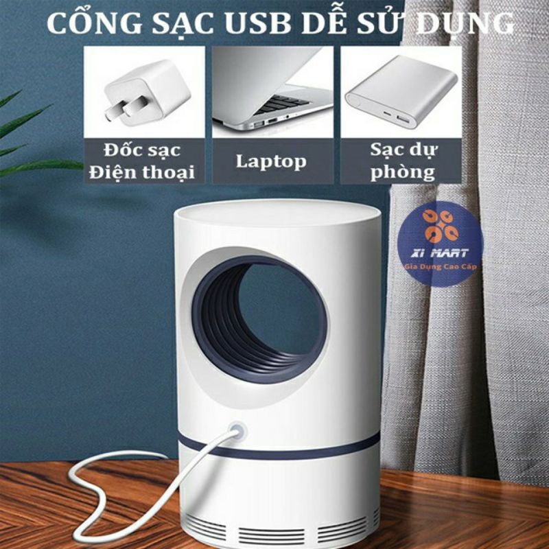 Đèn Bắt Muỗi Hình Trụ Cắm Cổng USB Thông Minh