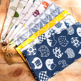 Vải bố canvas họa tiết 50x50/50x100cm làm đồ thủ công