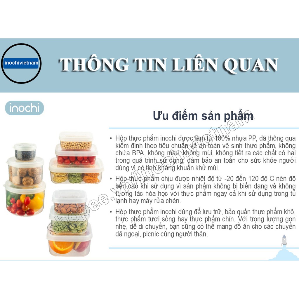 [Quà Tặng Móc Dán]Bộ 3 Hộp Đựng Thức ăn Thực Phẩm Hokkaido inochi Nhựa Cao Cấp Để Tủ Lạnh Giữ Nhiệt BOHTP