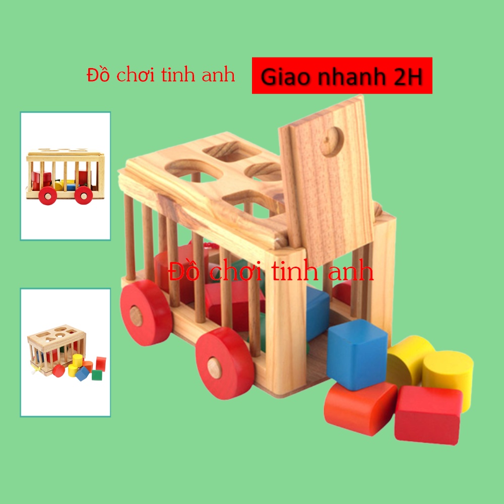 Đồ chơi gỗ xe cũi thả hình
