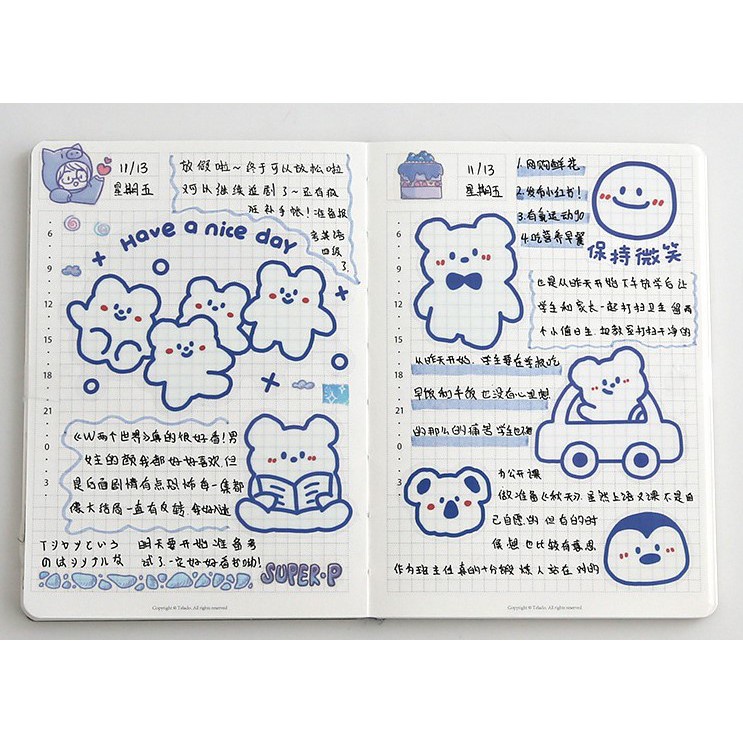 Bộ Sticker dễ thường hình Gấu Béo - Thỏ trang trí sổ, laptop, điện thoại