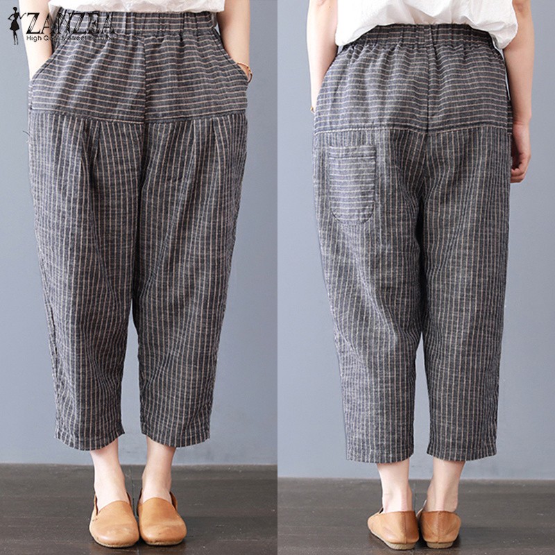 Quần nữ ống rộng kẻ sọc thời trang | BigBuy360 - bigbuy360.vn