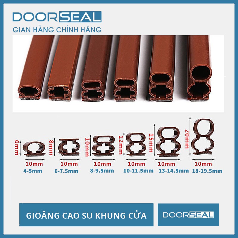 Ron Cách Âm Khung Cửa Màu Nâu Loại 10*6, *8, *10, *12, *15mm - DOORSEAL™ (Vietnam)