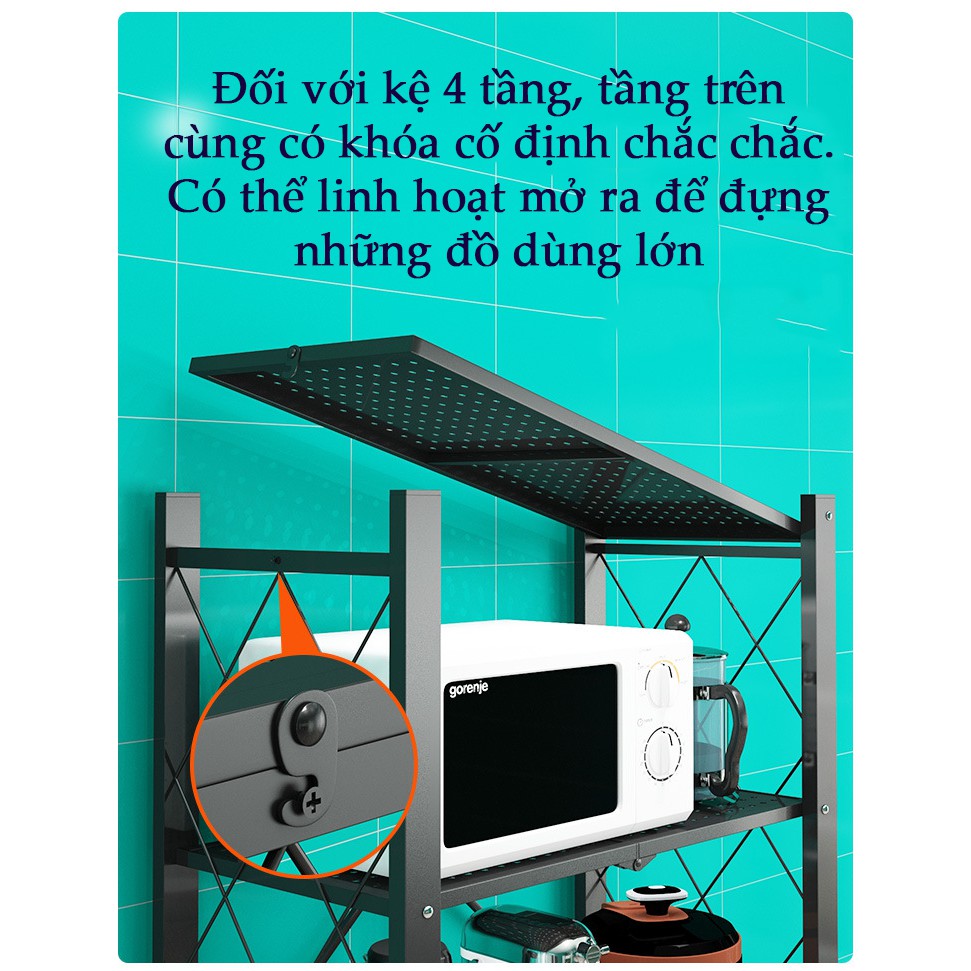 [BẢO HÀNH 5 NĂM] Kệ để đồ di động KAVA 4 tầng, Kệ để lò vi sóng