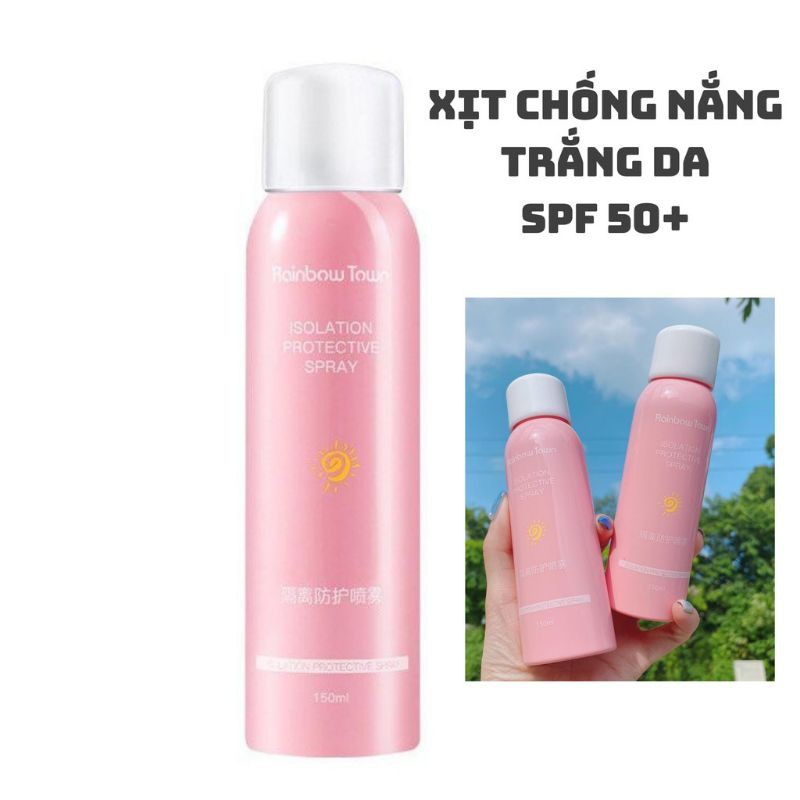 [ Hồng Candy ] Xịt Chống Nắng Trắng Da Che Khuyết Điểm Rainbow Town Isolation Protective Spray 150ml