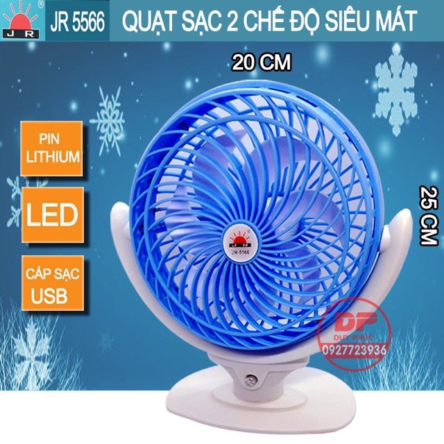 QUẠT SẠC ĐỂ BÀN TÍCH ĐIỆN 5566 - MÀU NGẪU NHIÊN