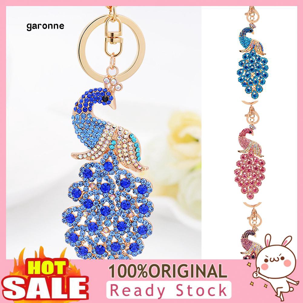 Móc khóa chim công đính đá dễ thương