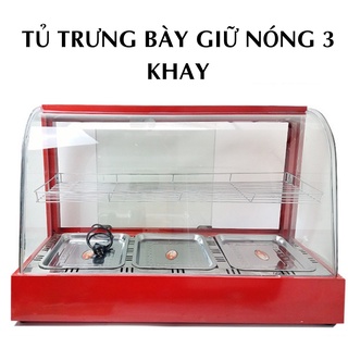 TỦ TRƯNG BÀY GIỮ NÓNG THỨC ĂN , GÀ RÁN, KHOAI TÂY CHIÊN 2 HÀNG 3 KHAY CAO CẤP