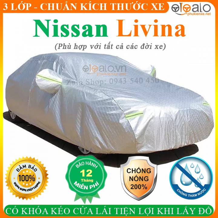 Bạt Che Nắng Xe Ô Tô Nissan Livina Cao Cấp 3 Lớp Chống Nắng Nóng Chống Nước Mưa Chống Bụi | OTOALO