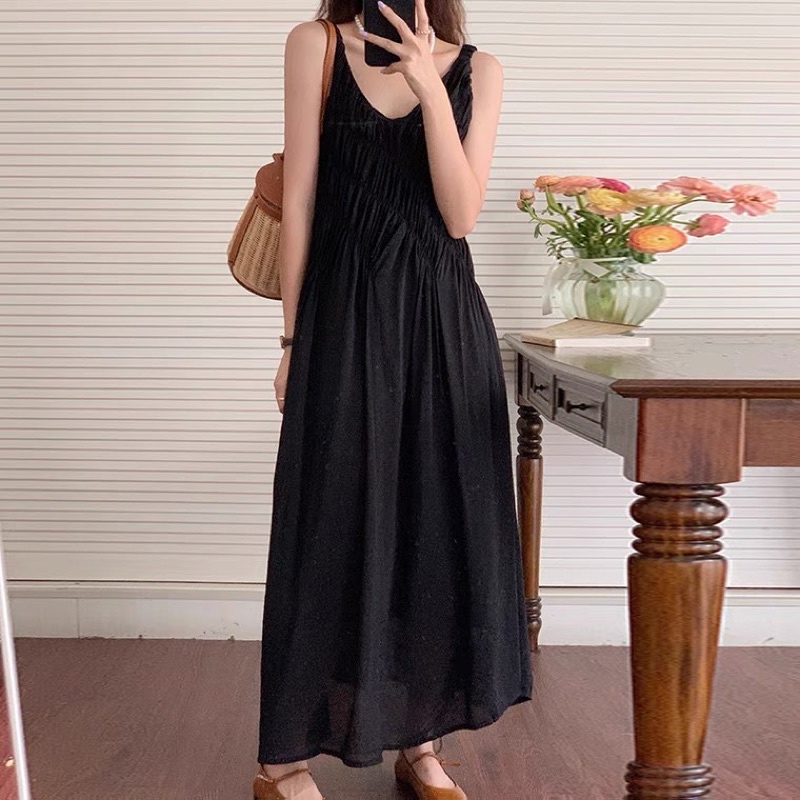 Váy hai dây chun cách điệu phong cách Hàn Quốc đi biển dạo phố - V001