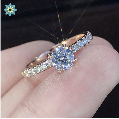 Nhẫn đính hôn đính đá sapphire trắng sang trọng chất lượng cao