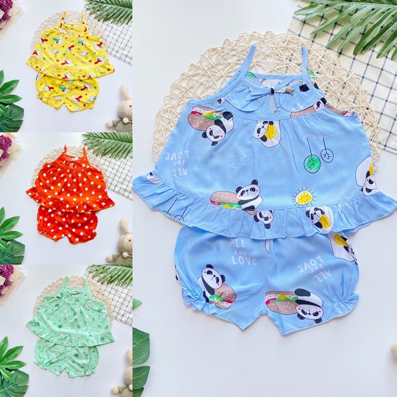 [Giao mẫu ngẫu nhiên] Đồ bộ tôn (tole - lanh) mềm, mịn, mát cho bé gái 4-9kg