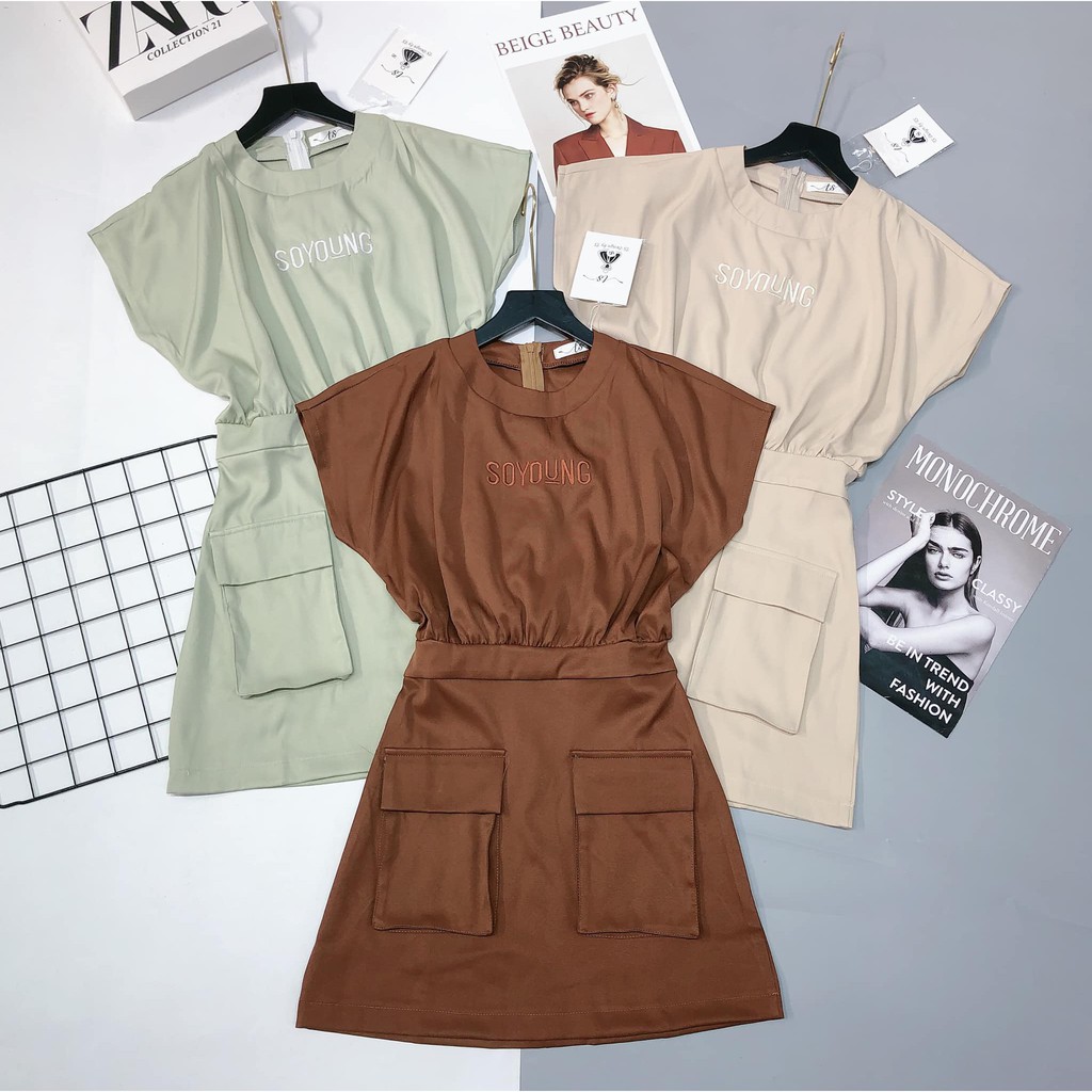 Váy liền SoYoung túi trước 3 màu trẻ trung ( kèm ảnh thật, video ) | BigBuy360 - bigbuy360.vn