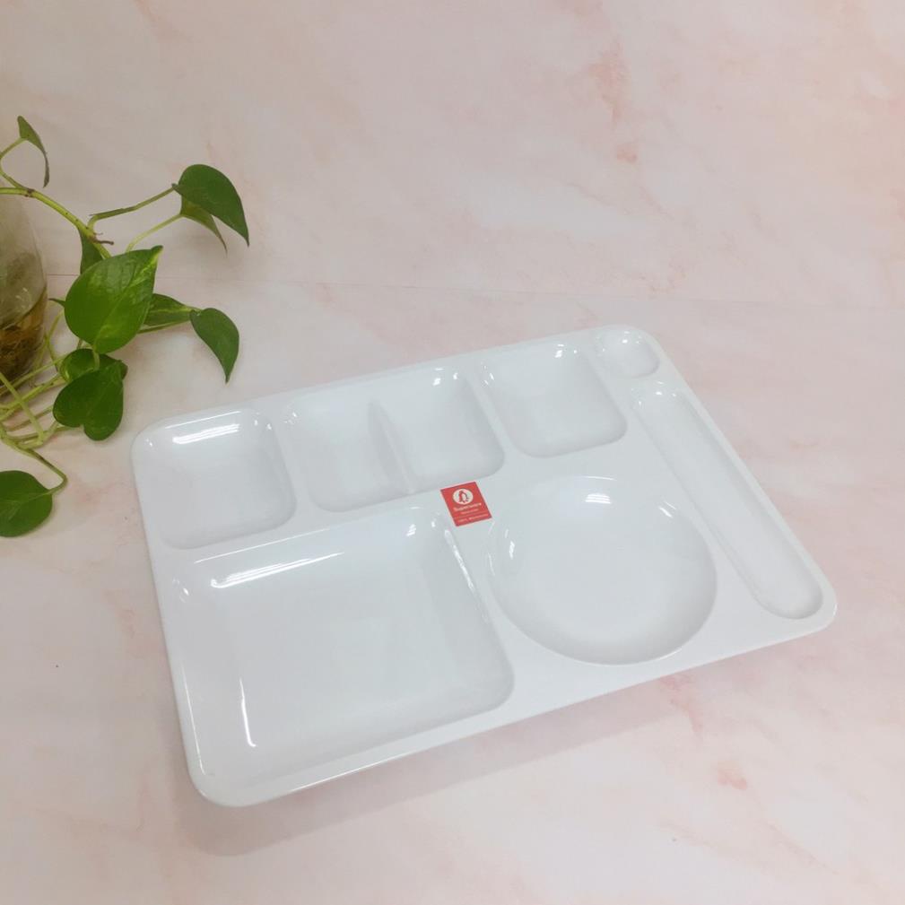 (HÀNG ĐẸP) Khay Cơm Phần Nhiều Ngăn Nhựa Phíp 100% Melamine