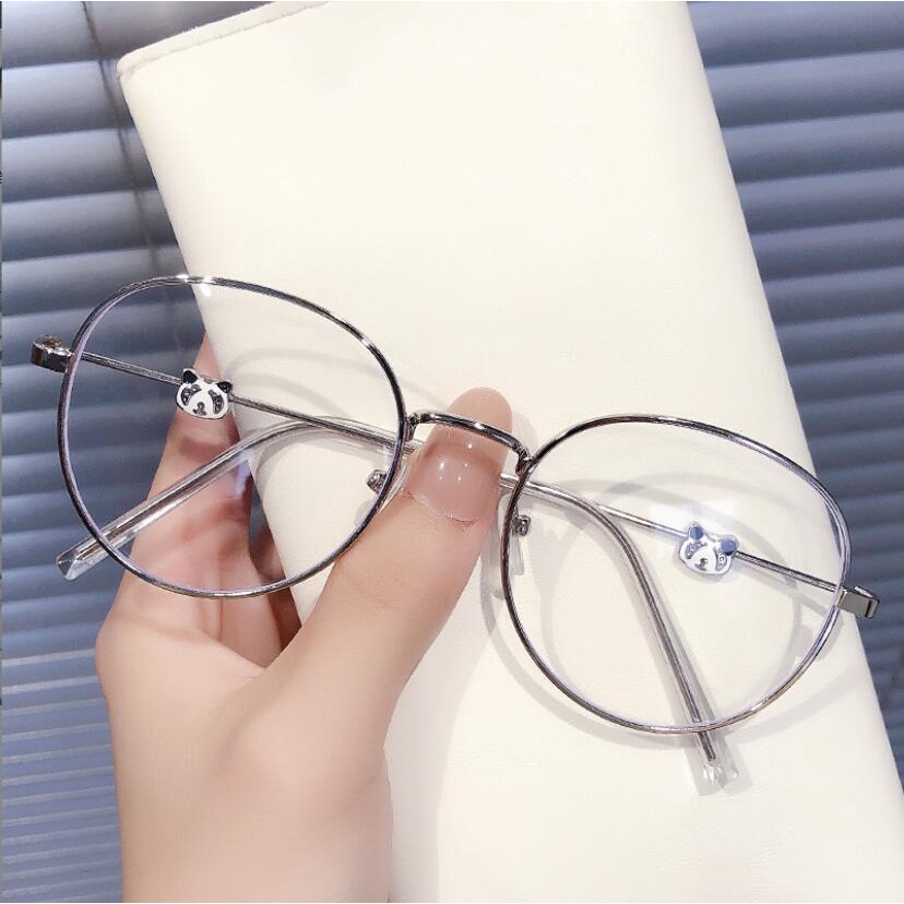 Mắt Kính Gọng Tròn Hình Gấu Trúc Chống Bức Xạ Cho Nữ