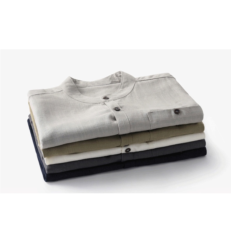 Áo sơ mi nam ngắn tay trung niên form rộng rãi phù hợp người lớn tuổi loại áo sơ mi ngắn tay vải đũi siêu mát OG55 | BigBuy360 - bigbuy360.vn