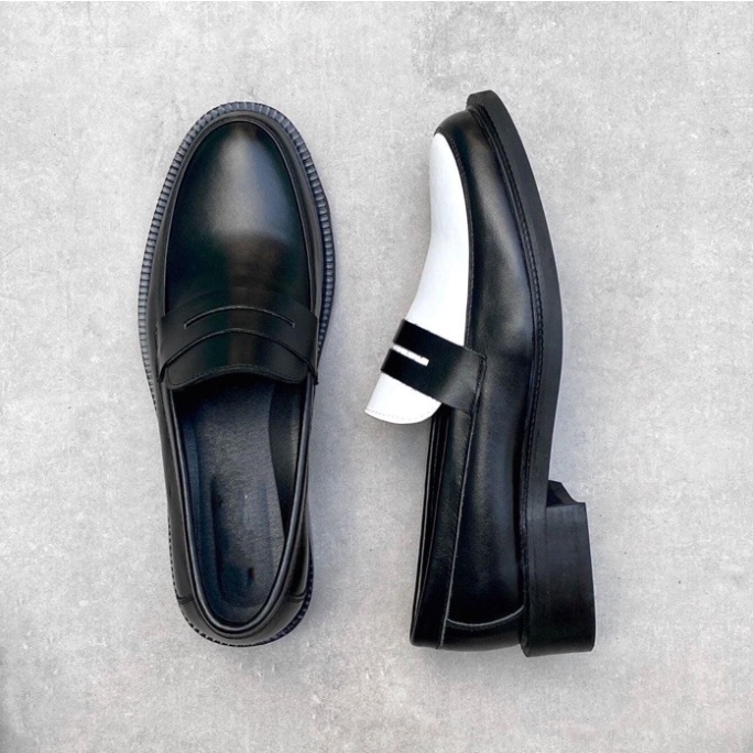 Giày da cao cấp da bò nhập khẩu Penny Loafer Black