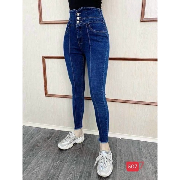 Jeans nữ lưng cao 3 nút cài
