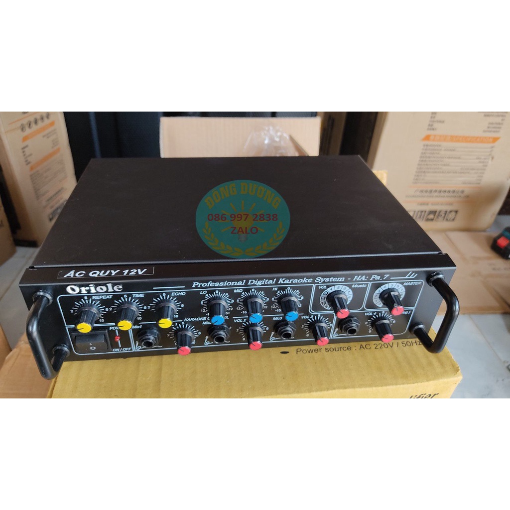 Âm ly liền Karaoke Oriole PA7 250W có DC 12V - AMPLI MINI