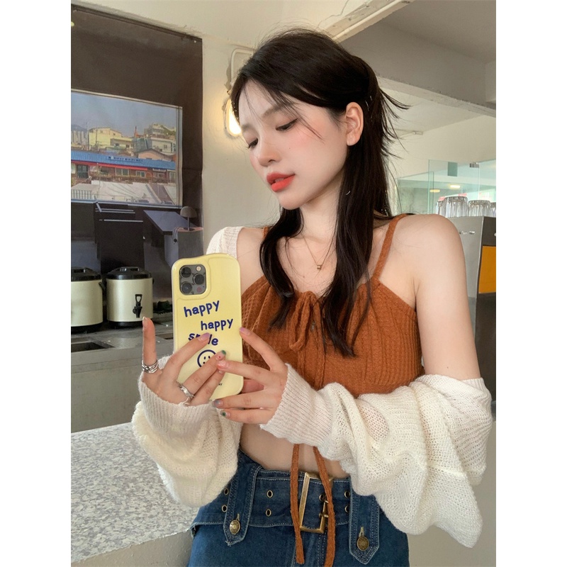 QADCOL Áo hai dây Gợi Cảm + Khăn Choàng Bên Ngoài (Lối Riêng Lẻ)