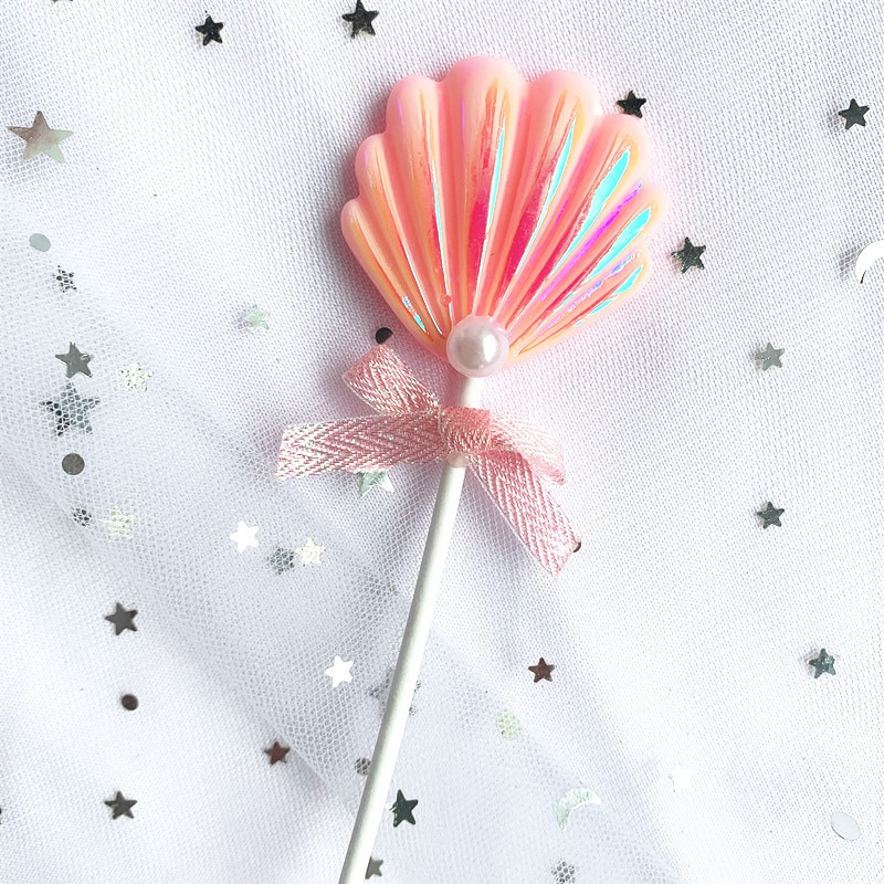 Que cắm trang trí bánh kem cupcake chủ đề dưới đáy biển nàng tiên cá nhỏ vỏ sò nhiều màu sắc cho tiệc tùng sinh nhật