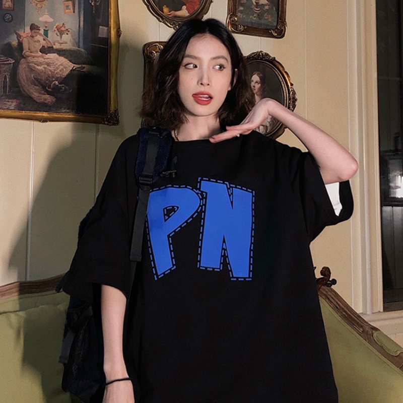 NRVP Áo Thun Nữ Ngắn Tay In Chữ Phong Cách Hàn Quốc