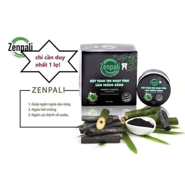 Bột trắng răng than hoạt tính zenpali
