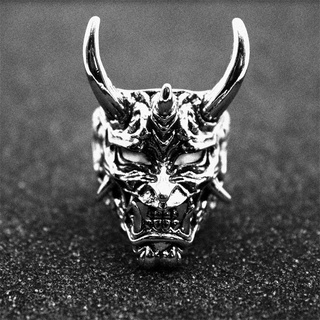 Punk Fangs Prajna Demon Mask Nhẫn Nam Retro Gothic Quái Vật Đầu Lâu Xu Hướng Thời Trang Đường Phố Phụ Kiện Nhẫn