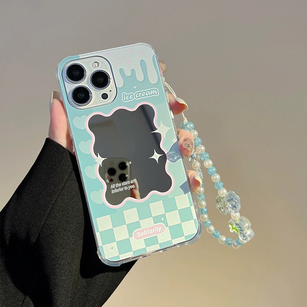 Ốp Điện Thoại Tpu Mềm Tráng Gương Kèm Dây Đeo Cho iPhone 13 13pro 13prm iPhone 11 7Plus 8Plus Xr XS 13 12 Pro Max