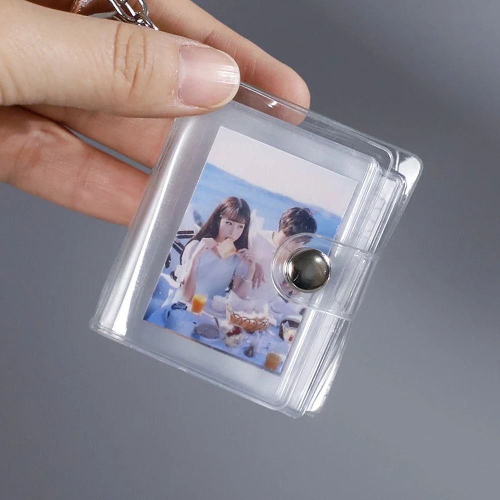 PEWANY Portable Photo Album Keychain Gift Card Bag 1 2 Inch Mini Time Memory 16 Pockets Interstitial Card Holder Albums Pendant Card Book Keyring/Multicolor