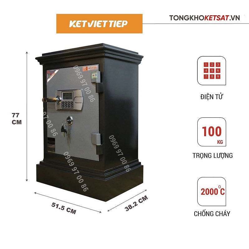 Két Sắt Thần Tài K405-DT Khóa Điện Tử Nặng 100KG Hàng Việt Tiệp Chính Hãng (Miễn Phí Giao Hàng Toàn Quốc)