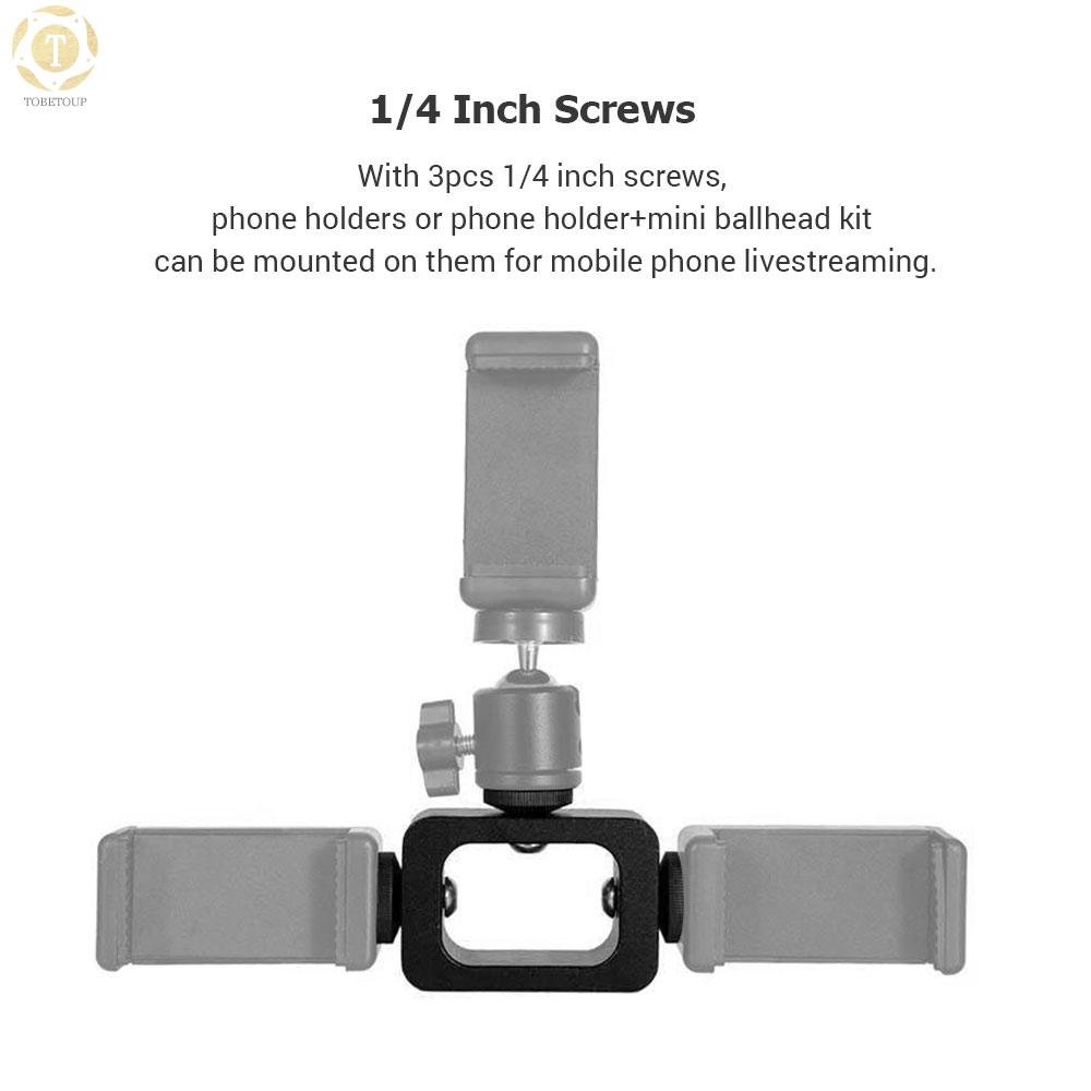 Shipped within 12 hours】 Metal 3-Phone Live Streaming Stand Extension Bracket Stand with 1/4 Inch Screw Mounts for Live Streaming Vlogging Selfie-portrait Photography Extension Bracket [TO]