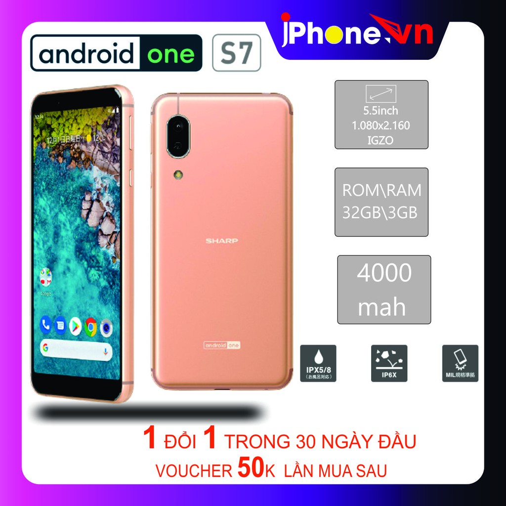 Điện thoại Sharp Android One S7 Pin chờ 1 tuần,chống nước,va đập | WebRaoVat - webraovat.net.vn